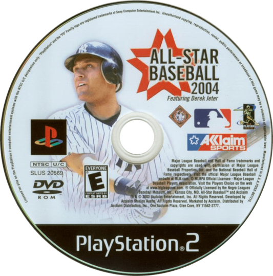 All-Star Baseball 2004 PS2 sports baseball video game disc