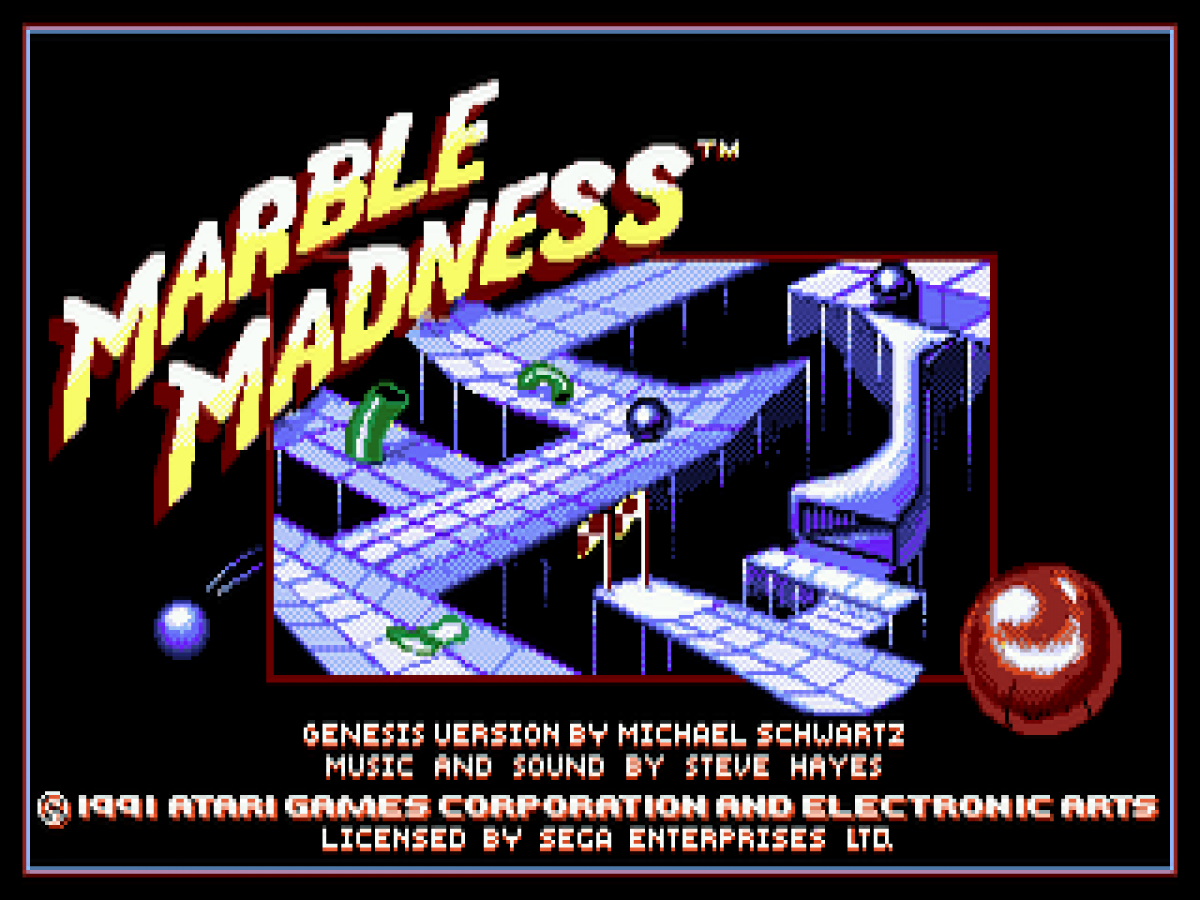 Marble Madness title screen for Sega Genesis (GEN) video game