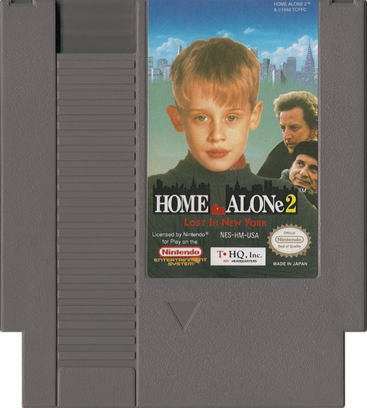 Home Alone 2 Lost in New York Nintendo Entertainment System NES for retro video game enthusiasts featuring action platforming gameplay movie inspired adventure trap setting mechanics enemy avoidance holiday themed challenges classic 8 bit gaming and collectible gaming appeal cartridge