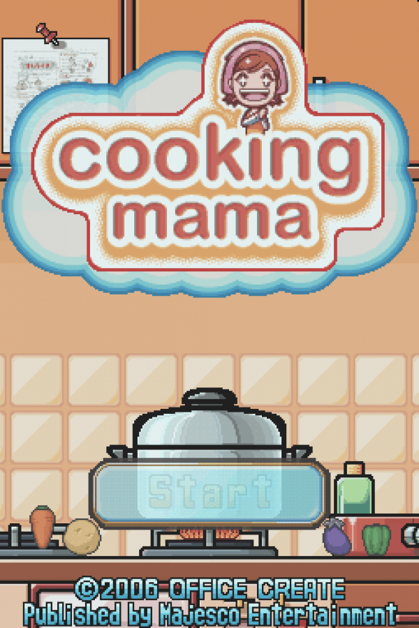 Cooking Mama start screen for Nintendo DS (DS) cooking simulation mini-game video game