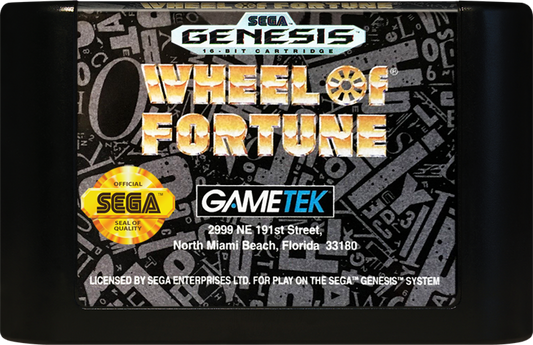 Wheel of Fortune cartridge for Sega Genesis (GEN) video game