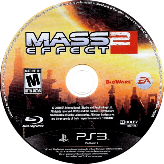 Mass Effect 2 disc art for PlayStation 3 (PS3) video game