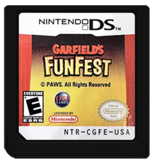 Garfield's Fun Fest cartridge for Nintendo DS (DS) cartoon platforming adventure video game