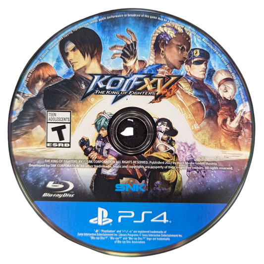 King of Fighters XV for PlayStation 4 (PS4) at Gamers INC, featuring the legendary 3-on-3 fighting system with a massive roster of classic and new fighters, rollback netcode for smoother online matches, and stunning visuals powered by Unreal Engine for the most intense KOF battles yet disc