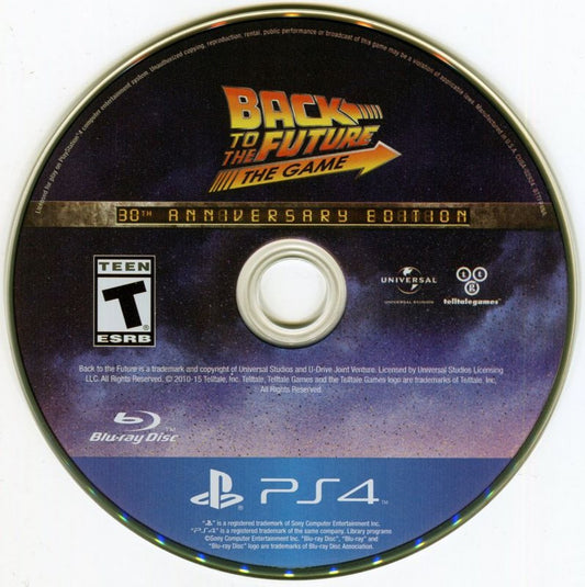 Back to the Future: The Game 30th Anniversary disc for PlayStation 4 (PS4) adventure story-driven video game