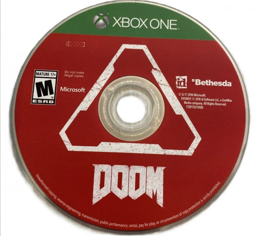 Doom – Xbox One (XONE) disc for fast-paced first-person shooter reboot set on Mars with brutal demon-slaying action