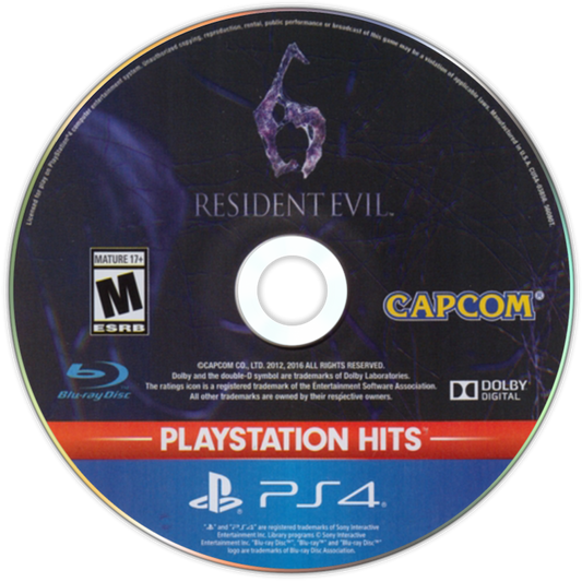 Resident Evil 6 Greatest Hits PlayStation 4 PS4 for survival horror action video game fans featuring third person combat multiple campaigns Leon Kennedy Chris Redfield and Jake Muller intense gunfights zombie and bio-organic enemies cooperative multiplayer cinematic storytelling global outbreak missions and immersive horror adventure collectible gaming appeal game disc