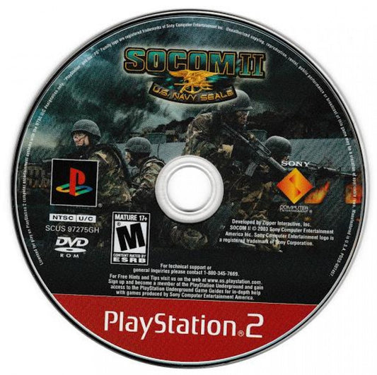 SOCOM II disc art for Playstation 2 (PS2) video game