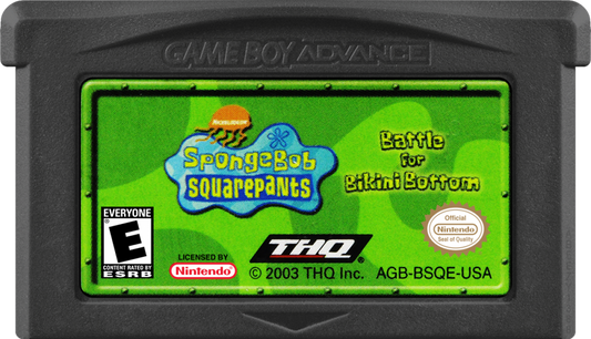 SpongeBob SquarePants: Battle for Bikini Bottom game cartridge for Game Boy Advance (GBA) video game