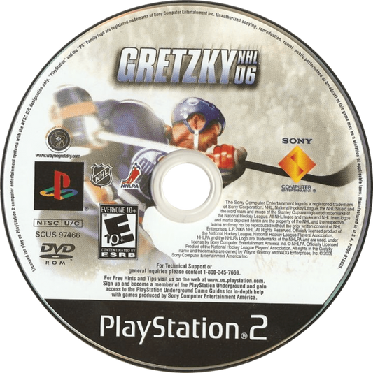 Gretzky NHL 06 disc art for Playstation 2 (PS2) video game