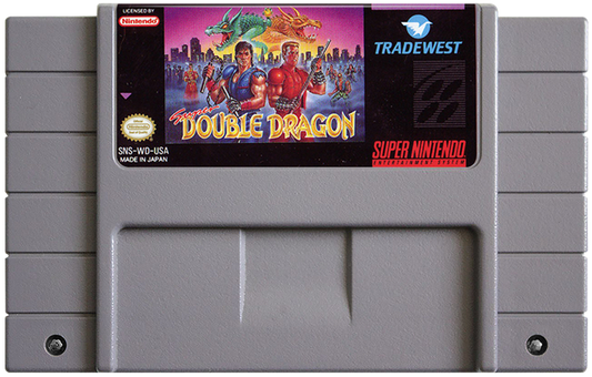 Super Double Dragon for Super Nintendo side scrolling beat em up featuring Billy and Jimmy Lee martial arts combat co op multiplayer and street fighting gameplay cartridge