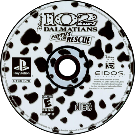 102 Dalmatians Puppies to the Rescue PlayStation 1 PS1 for retro video game enthusiasts featuring action adventure platforming gameplay colorful cartoon worlds puzzle solving collectible items family friendly exploration movie inspired story and collectible gaming appeal disc