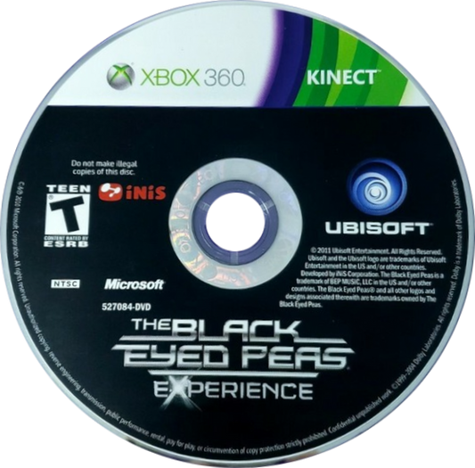 The Black Eyed Peas Experience disc for Xbox 360 (X360) motion-controlled dance rhythm video game