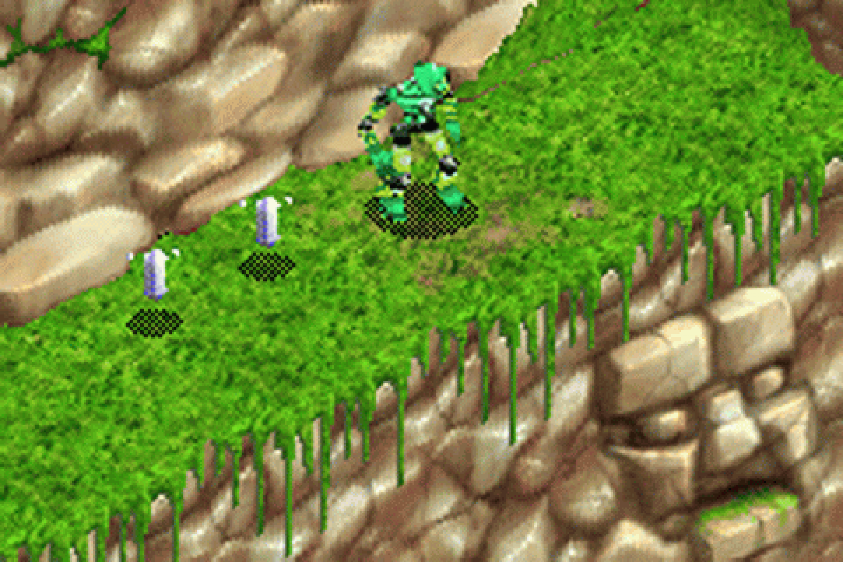 Bionicle Game Boy Advance GBA action-adventure video game based on the LEGO theme with elemental masks combat and puzzle-solving gameplay screenshot