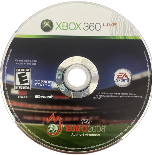 UEFA Euro 2008 Austria Switzerland retro Xbox 360 video game featuring international football gameplay, tournament competition, multiplayer soccer action and classic Xbox 360 entertainment - disc