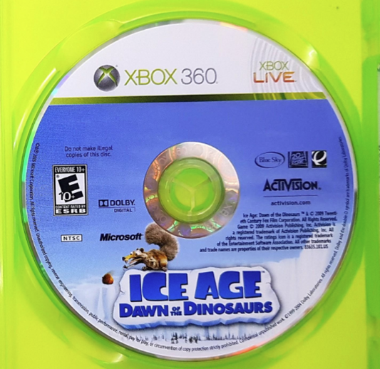 Ice Age: Dawn of the Dinosaurs disc for Xbox 360 (X360) action-adventure platformer video game