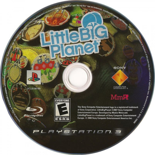LittleBigPlanet disc art for Playstation 3 (PS3) puzzle-platform video game.