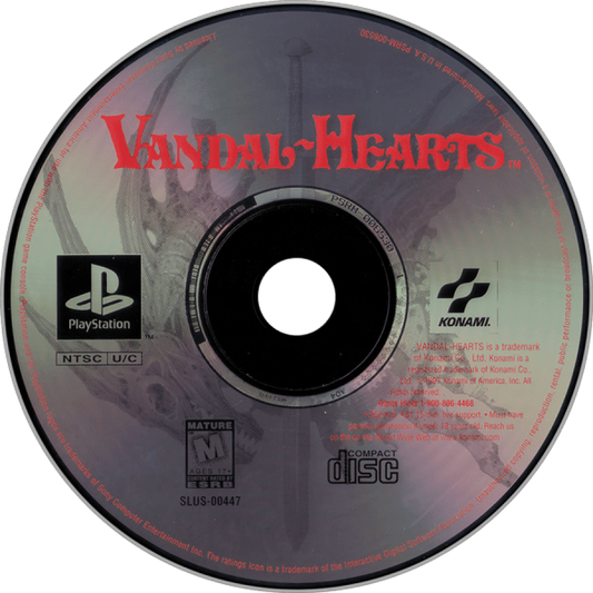 Vandal Hearts disc for PlayStation 1 (PS1) tactical role-playing video game
