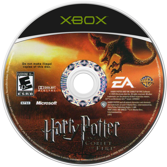 Harry Potter and the Goblet of Fire Xbox action-adventure video game based on the fourth film Triwizard Tournament Harry Ron Hermione cooperative gameplay dragon challenge Black Lake maze graveyard Voldemort duel spell casting character switching puzzle solving EA Games movie license multiplayer support disc