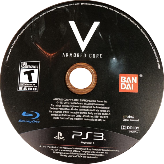 Armored Core V retro PlayStation 3 video game Armored Core mech combat futuristic warfare customizable robots action shooter multiplayer battles console title PlayStation 3 release disc