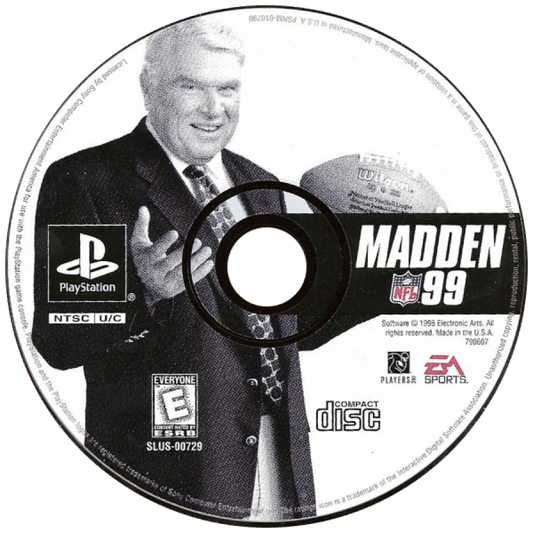 Madden NFL 99 disc for PlayStation 1 (PS1) retro football video game