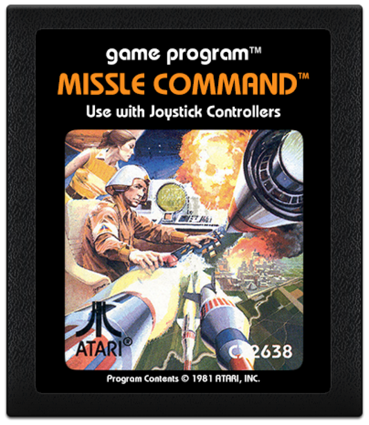 Missile Command cartridge art for Atari 2600 (2600) video game