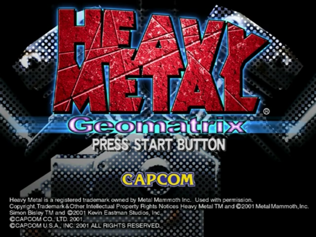 Heavy Metal Geomatrix title screen for Sega Dreamcast (DC) video game