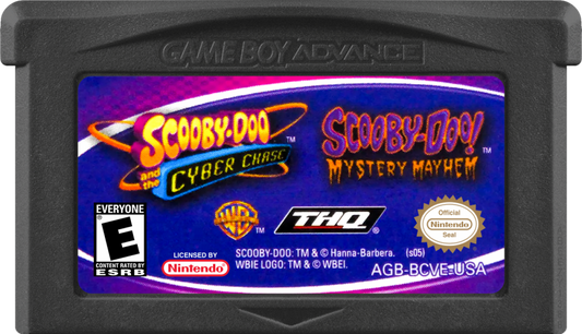 Scooby Doo: Cyber Chase / Mystery Mayhem cartridge cover art for Game Boy Advance (GBA) video game
