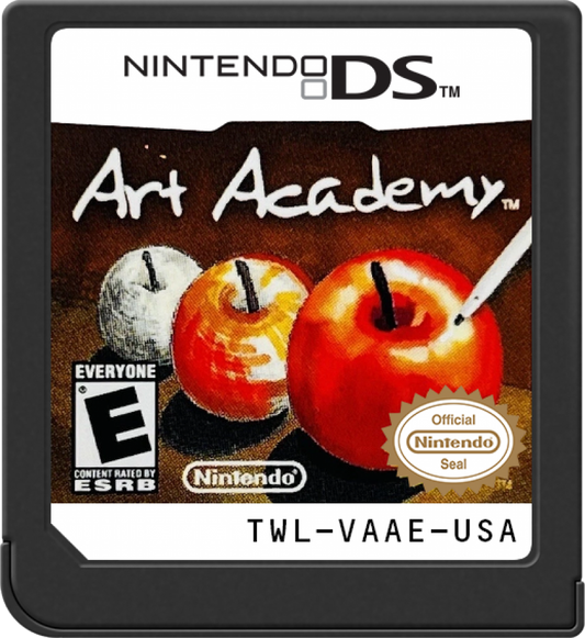 Art Academy cartridge for the Nintendo DS featuring interactive drawing lessons with step by step tutorials sketching techniques and creative art tools for beginners and aspiring artists cartridge