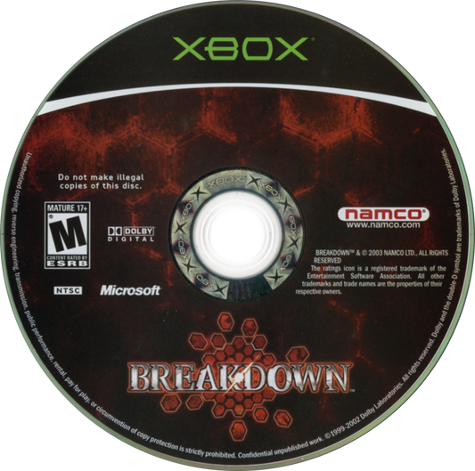 Breakdown retro Xbox video game Breakdown first person action adventure sci fi story driven combat shooter melee gameplay cinematic console title Xbox release disc