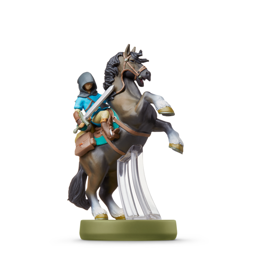 Link Rider Breath of the Wild series amiibo figure horse riding pose equipped with bow and quiver authentic Nintendo NFC training compatible loose figure good condition for Zelda weapons loot drops and Epona unlock in Breath of the Wild Tears of the Kingdom and other supported software
