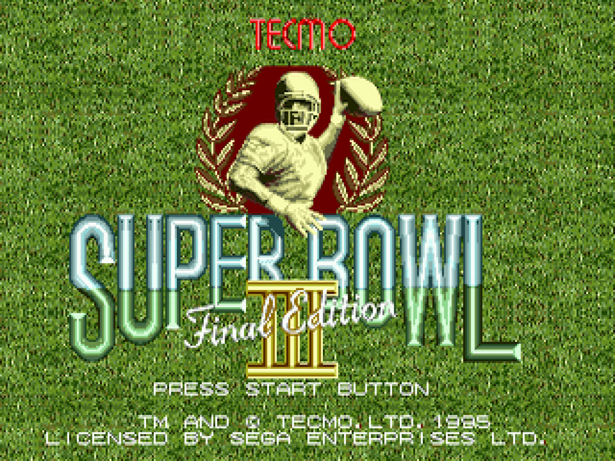 Tecmo Super Bowl III title screen for Sega Genesis GEN video game