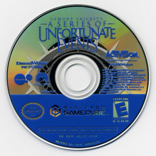 Lemony Snicket's A Series of Unfortunate Events disc for GameCube (GC) action-adventure puzzle video game