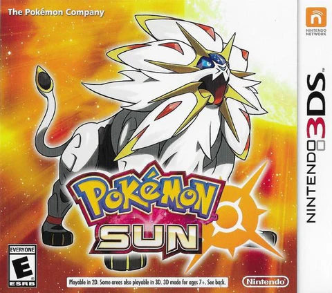 Pokemon Sun cover art for Nintendo 3DS RPG video game