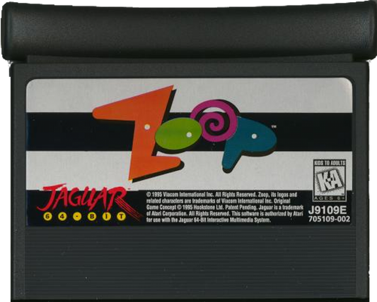 Zoop Atari Jaguar Zoop puzzle game cartridge retro 90s arcade puzzle action color matching fast reflex gameplay classic Jaguar puzzle title cartridge