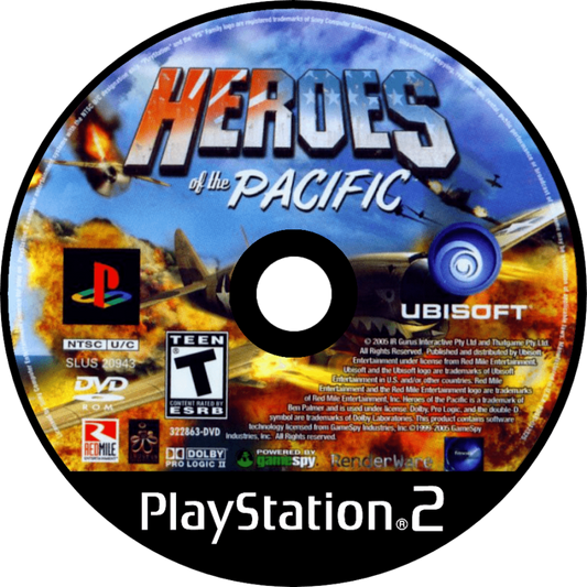 Heroes of the Pacific disc art for PlayStation 2 (PS2) video game