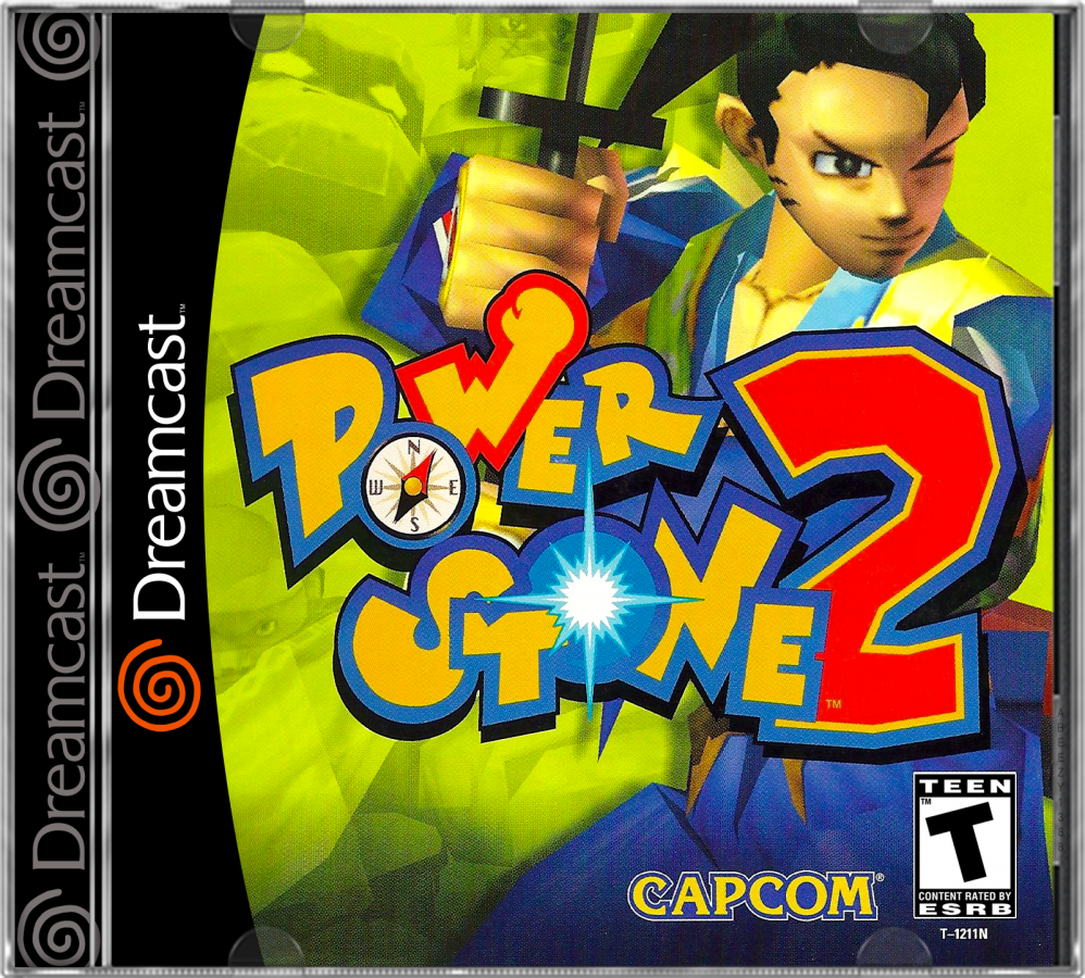 Power Stone 2 Dreamcast featuring 3D arena fighting gameplay with colorful characters and dynamic battle stages cover art