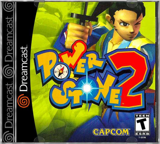 Power Stone 2 Dreamcast featuring 3D arena fighting gameplay with colorful characters and dynamic battle stages cover art