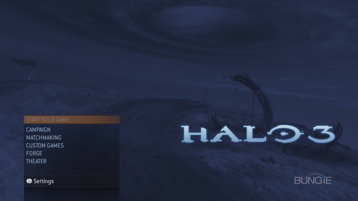 Halo 3 start screen for Xbox 360 (X360) sci-fi first-person shooter video game