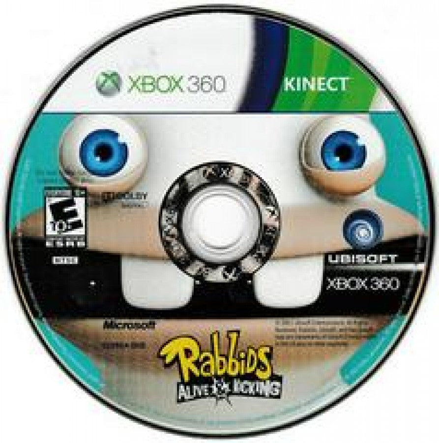 Rabbids: Alive & Kicking disc for Xbox 360 (X360) motion-controlled party video game