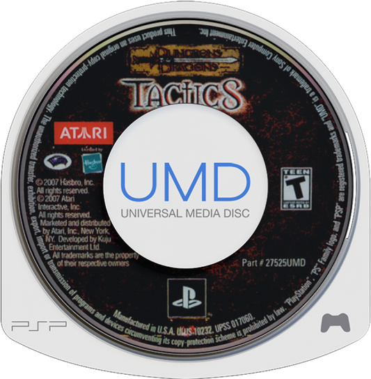 Dungeons & Dragons Tactics UMD game cover for PlayStation Portable (PSP) with two dragons on a brown background