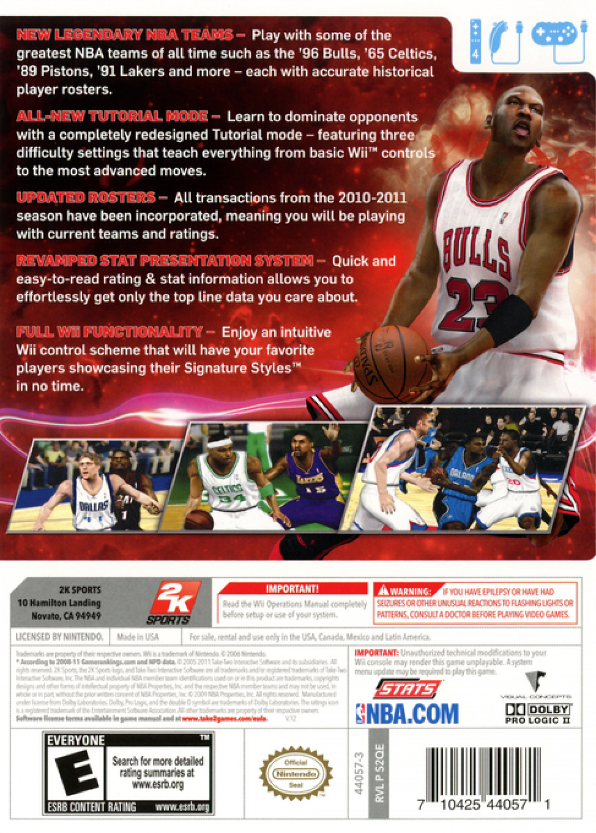 NBA 2K12 Wii inspired design featuring realistic basketball simulation aesthetic legendary NBA players and teams authentic arena atmosphere fast paced court action championship competition immersive sports gameplay nostalgic Nintendo Wii presentation back cover art