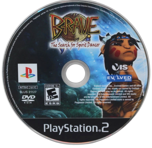 Brave The Search for Spirit Dancer PS2 PlayStation 2 action platformer adventure game Native American inspired fantasy combat exploration retro video game disc