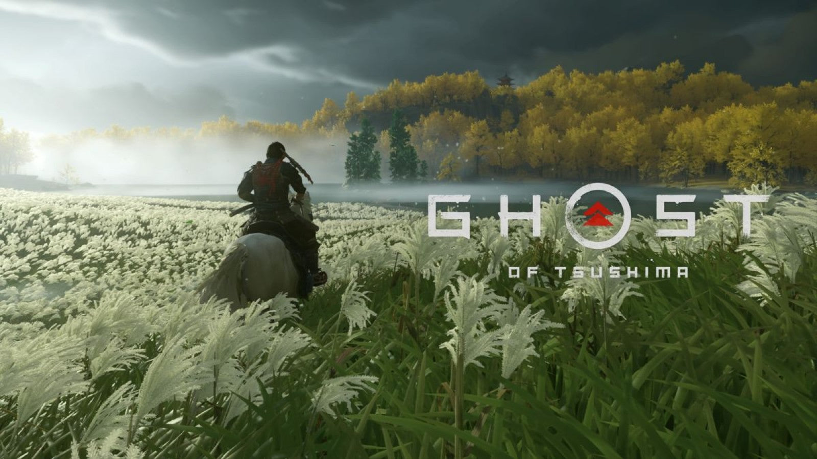 Ghost of Tsushima title screen for PlayStation 4 (PS4) video game