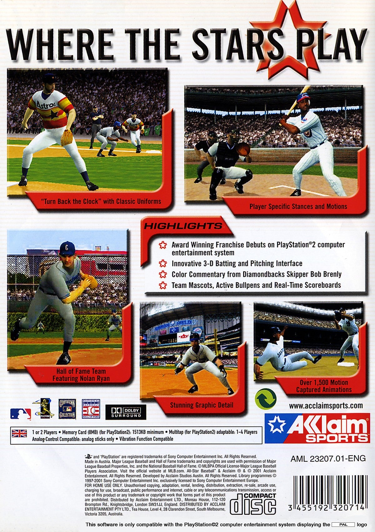All-Star Baseball 2002 PS2 sports baseball video game back cover art