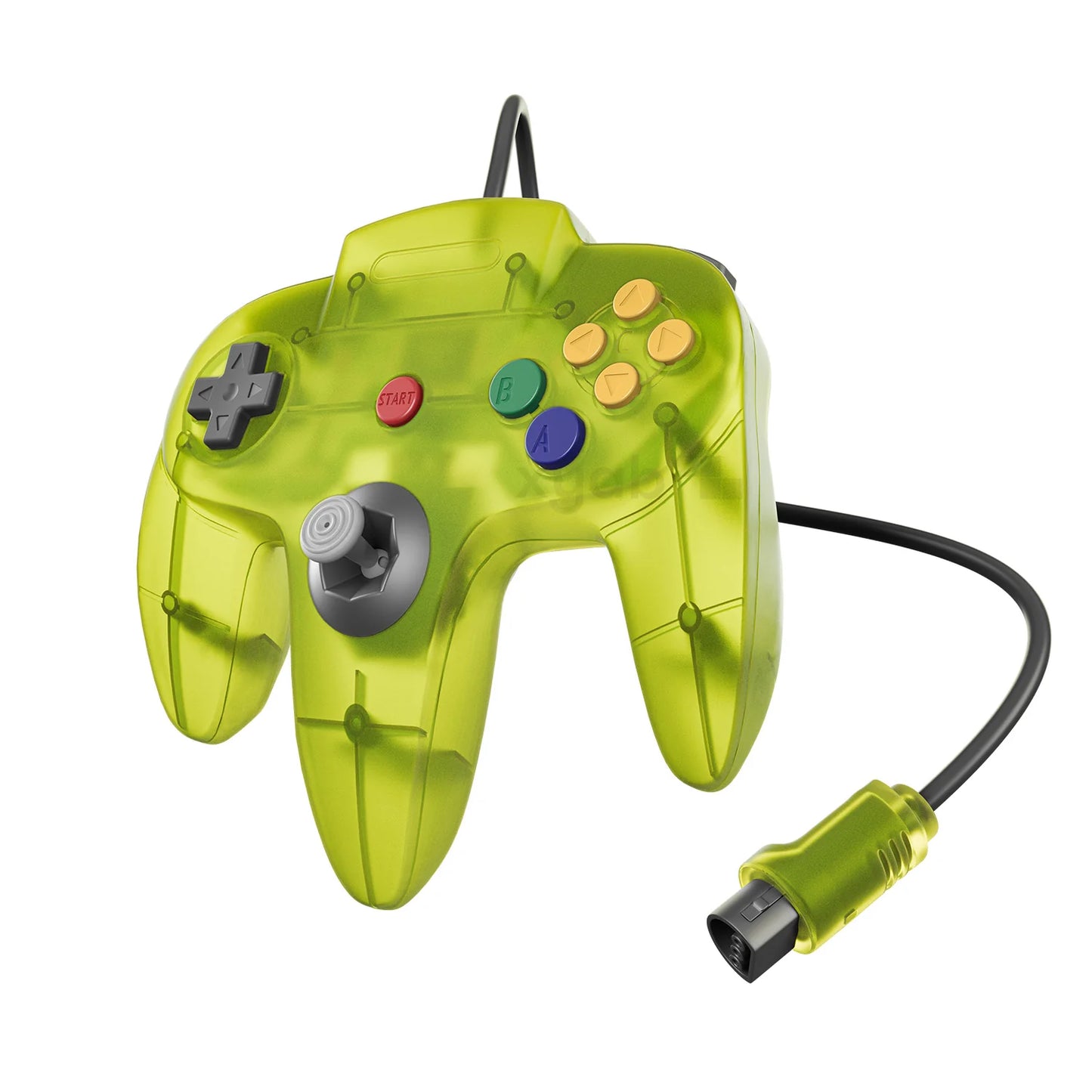 XYAB brand Electric Green Nintendo 64 controller wired gaming accessory
