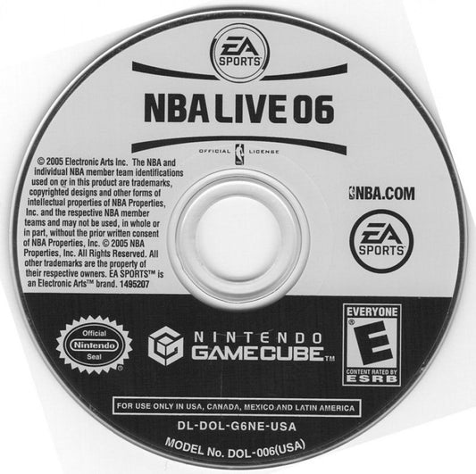 NBA Live 06 disc for Nintendo GameCube (GC) basketball sports video game