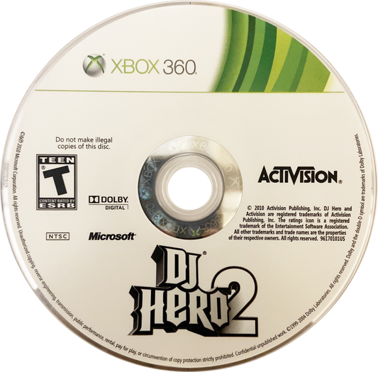 DJ Hero 2 disc for Xbox 360 (X360) music rhythm video game