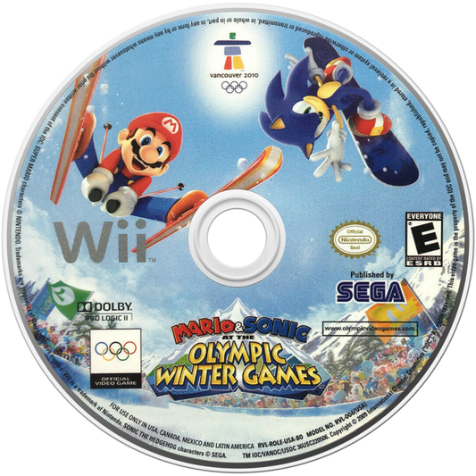 Mario and Sonic Olympic Winter Games disc art for Nintendo Wii (Wii) video game