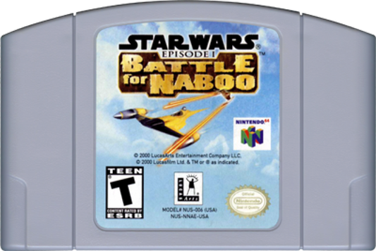 Star Wars Battle for Naboo Nintendo 64 N64 for retro video game enthusiasts featuring action flight combat gameplay iconic Star Wars missions vehicle based battles cinematic space and planetary combat multiplayer action and collectible gaming appeal cartrideg